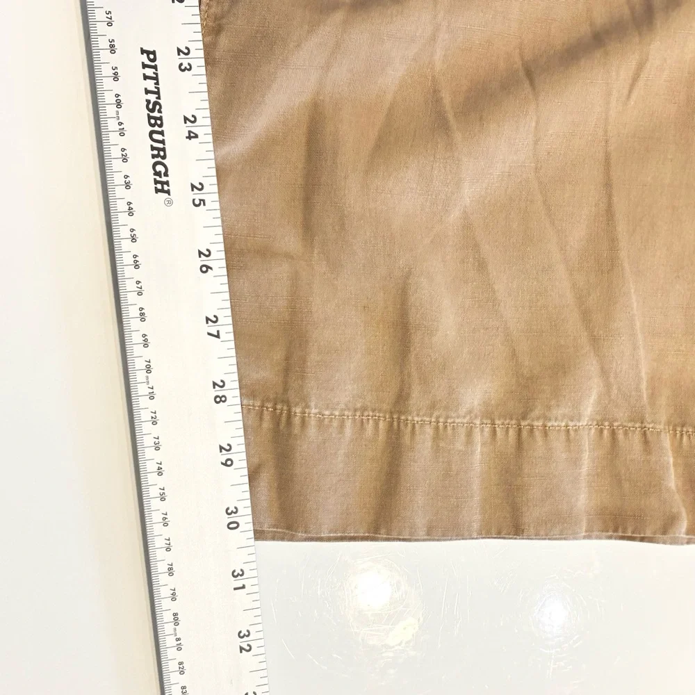 Zara Pants S Brown Linen Wide Leg Belted